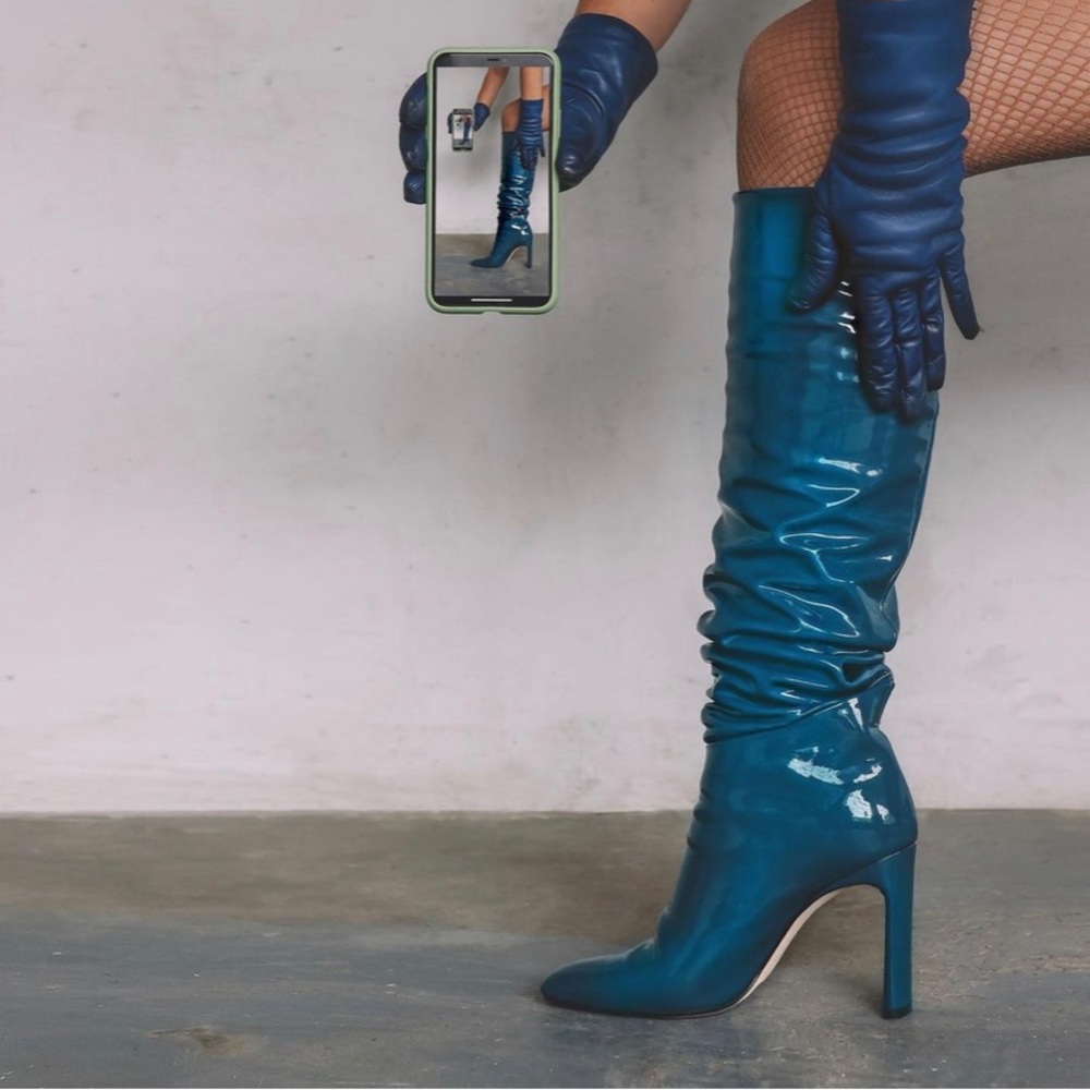 Tamara Mellon Legacy Over The Knee Teal Boots - Picture 4 of 11
